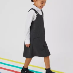 Grey Zip Front Pinafore Dress 4 Years 8 Grey Zip Front Pinafore Dress 4 Years -Chic Elixir Sales Store tuc133659642 Grey R Z001A