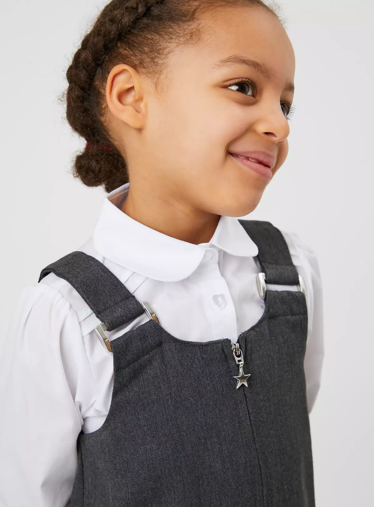 Grey Zip Front Pinafore Dress 4 Years 3 Grey Zip Front Pinafore Dress 4 Years - Image 2