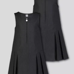 Grey Zip Front Pleated Pinafore Dress 2 Pack - 12 Years