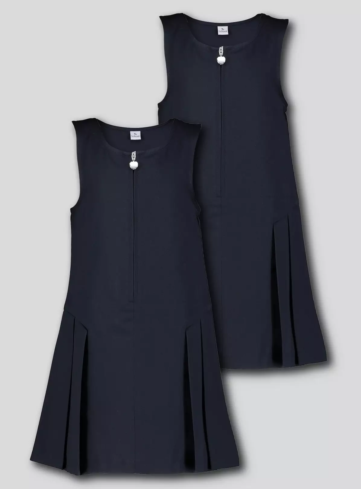 Navy Zip Front Pleated Pinafore Dress 2 Pack - 4 Years 3 Navy Zip Front Pleated Pinafore Dress 2 Pack - 4 Years