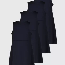 Navy Pleated Pinafore Dress 4 Pack 9 Years -Chic Elixir Sales Store tuc138596652 Navy R Z003A 1