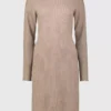 Beige Roll Neck Ribbed Belted Dress - 22 -Chic Elixir Sales Store tuc138990692 Tan R Z003A