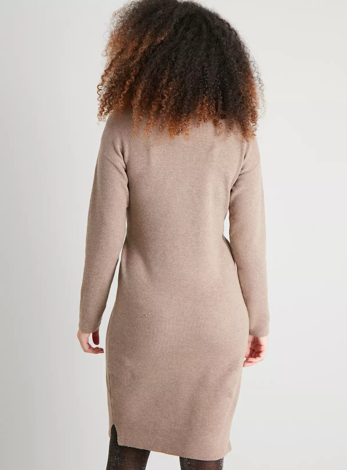 Beige Roll Neck Ribbed Belted Dress - 22 6 Beige Roll Neck Ribbed Belted Dress - 22 - Image 4