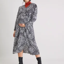 MATERNITY Monochrome Print Wrap Dress - 16