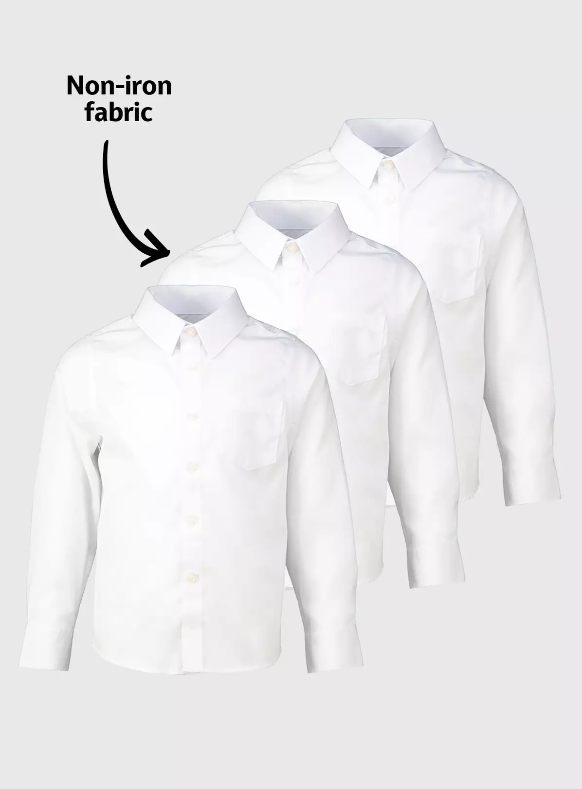 White Unisex Dress With Ease School Shirts 3 Pack 9 Years 4 White Unisex Dress With Ease School Shirts 3 Pack 9 Years - Image 2