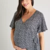MATERNITY Mono Ditsy Floral Wrap Midi Dress - 22 -Chic Elixir Sales Store tuc140657928 Mono R Z002A