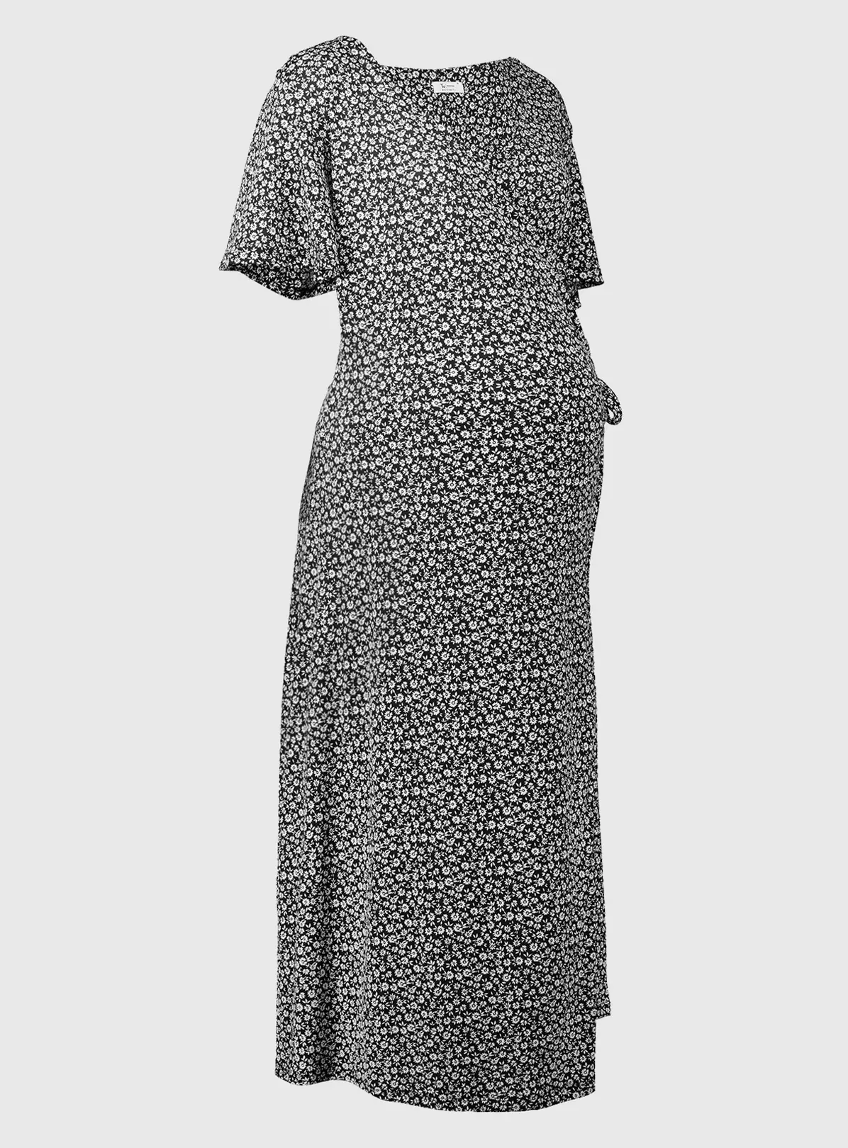 MATERNITY Mono Ditsy Floral Wrap Midi Dress - 22 5 MATERNITY Mono Ditsy Floral Wrap Midi Dress - 22 - Image 3