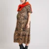 MATERNITY Brown Zebra Print Crinkle Midi Dress - 8 -Chic Elixir Sales Store tuc141371121 Multi20Coloured R Z001A