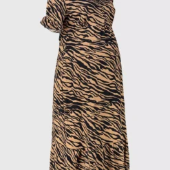 MATERNITY Brown Zebra Print Crinkle Midi Dress - 8 -Chic Elixir Sales Store tuc141371121 Multi20Coloured R Z003A