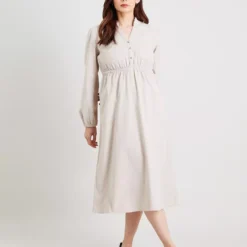 Ecru Cord Shirt Dress - 14 -Chic Elixir Sales Store tuc141628678 Natural R Z001A