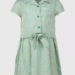 Green Gingham Tie Front School Dress 4 Years -Chic Elixir Sales Store tuc141661195 Green R Z001A