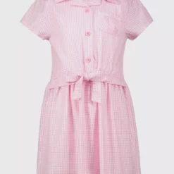 Pink Gingham Tie Front Dress 6 Years