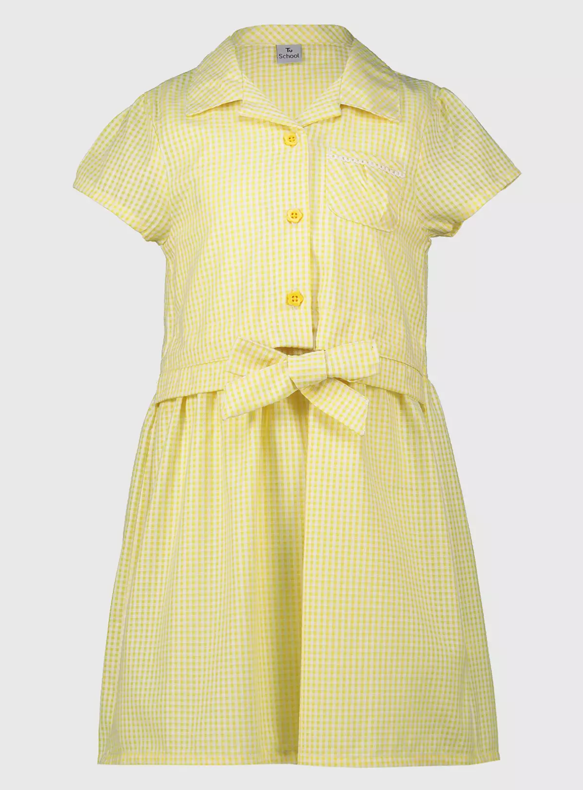 Yellow Gingham Tie Front Dress - 6 Years 4 Yellow Gingham Tie Front Dress - 6 Years - Image 2