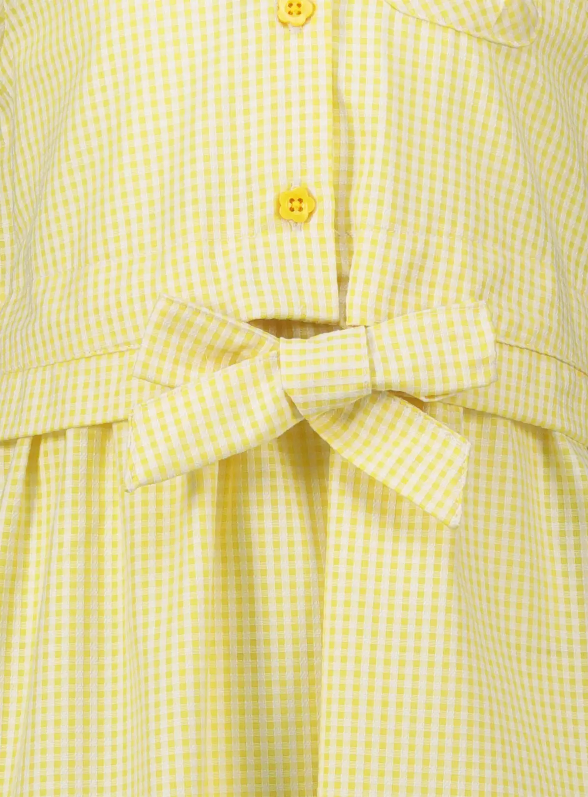 Yellow Gingham Tie Front Dress - 6 Years 3 Yellow Gingham Tie Front Dress - 6 Years