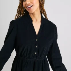 Black Cord Shirt Dress - 10