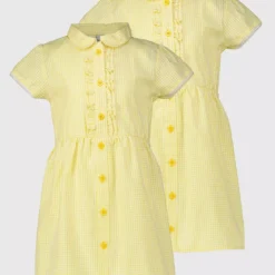 Yellow Gingham Ruffle School Dress 2 Pack 11 Years -Chic Elixir Sales Store tuc141667520 Yellow R Z001A 1