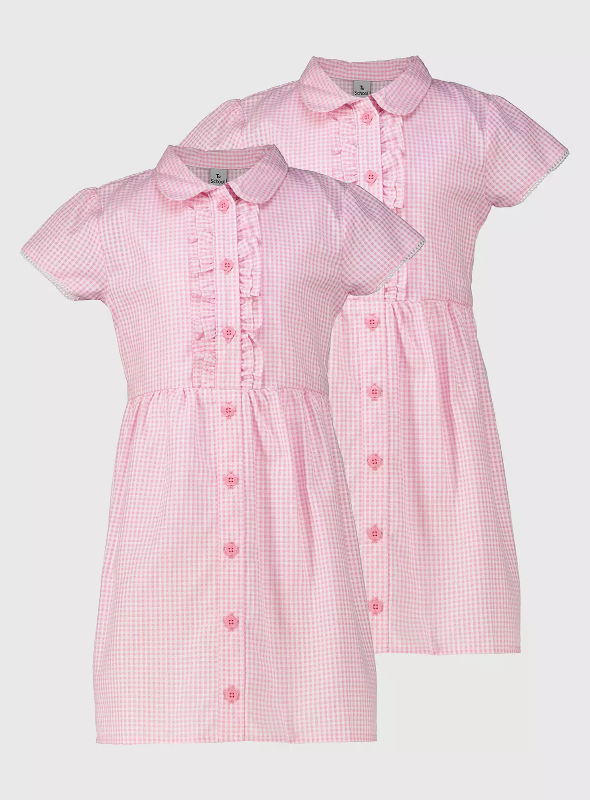 Pink Gingham Ruffle School Dress 2 Pack - 12 Years 4 Pink Gingham Ruffle School Dress 2 Pack - 12 Years - Image 2