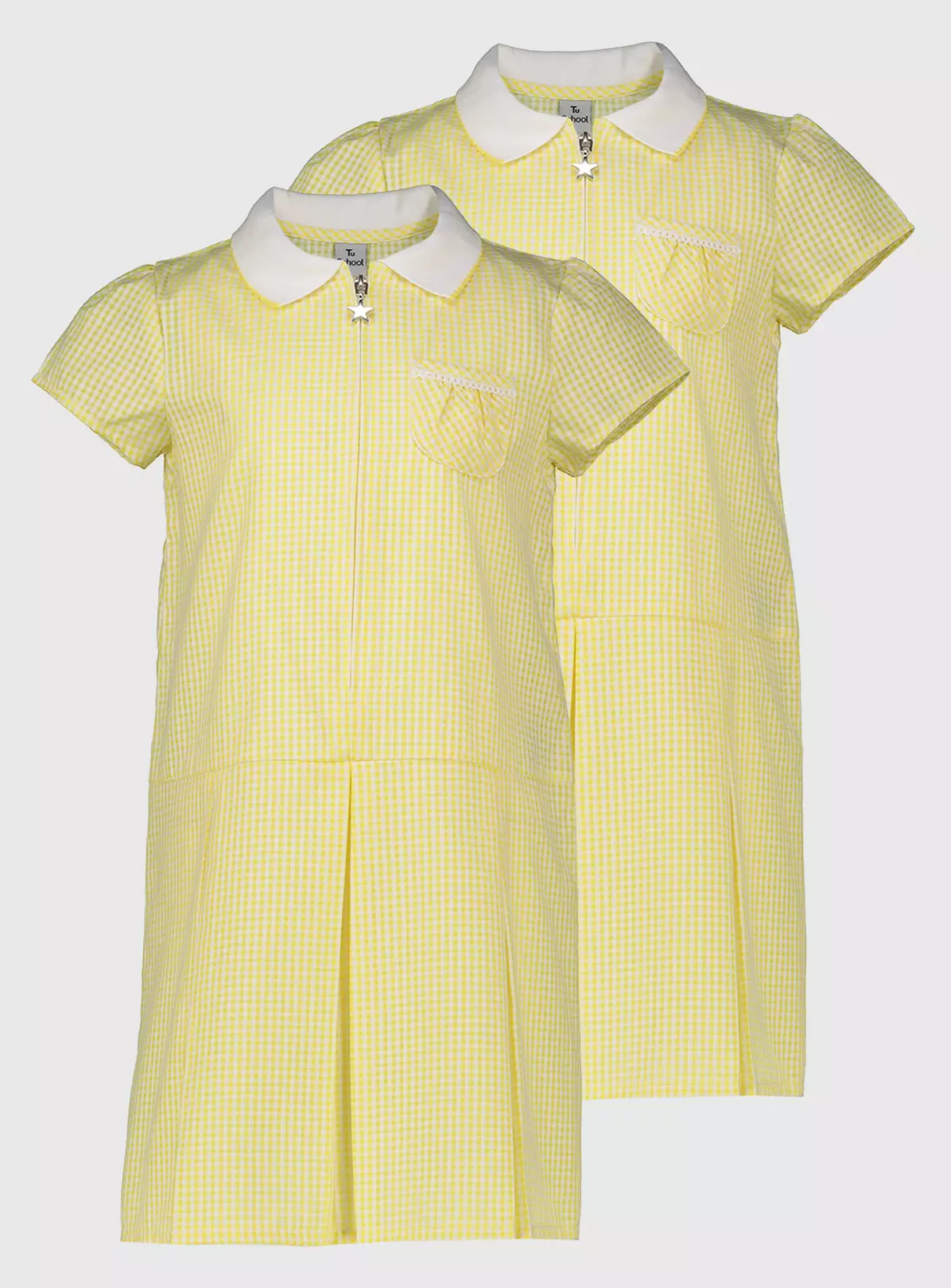 Yellow Gingham Sporty Pleated Dress 2 Pack 13 Years 4 Yellow Gingham Sporty Pleated Dress 2 Pack 13 Years - Image 2