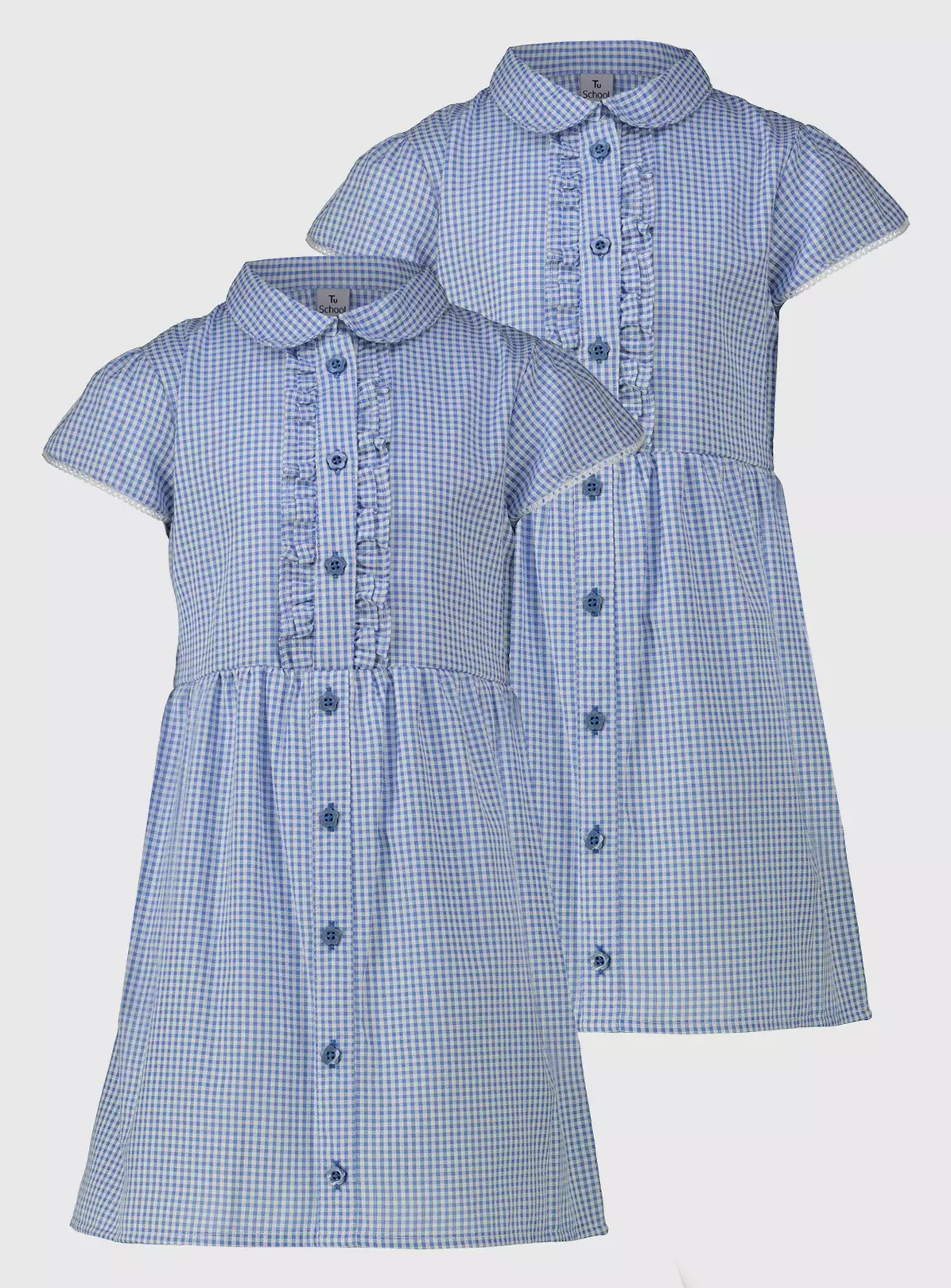 Blue Classic Gingham Dress 2 Pack 14 Years 4 Blue Classic Gingham Dress 2 Pack 14 Years - Image 2
