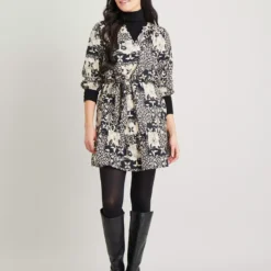 Mono Tile Print Mini Dress - 26 -Chic Elixir Sales Store tuc141840062 Multi20Coloured R Z002A