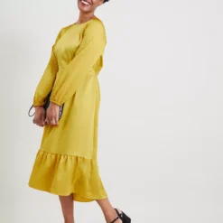 Lime Satin Plissé Sleeve Midi Dress 24 -Chic Elixir Sales Store tuc141965375 Bright20Lime R Z001A
