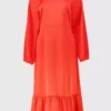 Red Satin Plissé Sleeve Midi Dress 24 -Chic Elixir Sales Store tuc141965501 Pink R Z003A