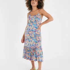 PETITE Blue Paisley Print Tiered Midi Dress 20 -Chic Elixir Sales Store tuc142195528 Multi20Coloured R Z002A