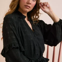 Everbelle Sheer Woven Check Mini Dress 16