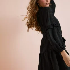 Everbelle Sheer Woven Check Mini Dress 16 -Chic Elixir Sales Store tuc142228692 Black R Z004A