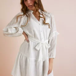 Everbelle Sheer Woven Check Mini Dress 18 -Chic Elixir Sales Store tuc142228721 White R Z002A