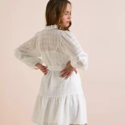 Everbelle Sheer Woven Check Mini Dress 18