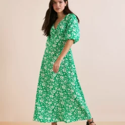 Everbelle Green Floral Tuck Sleeve Midaxi Dress 8 -Chic Elixir Sales Store tuc142230098 Multi20Coloured R Z001A