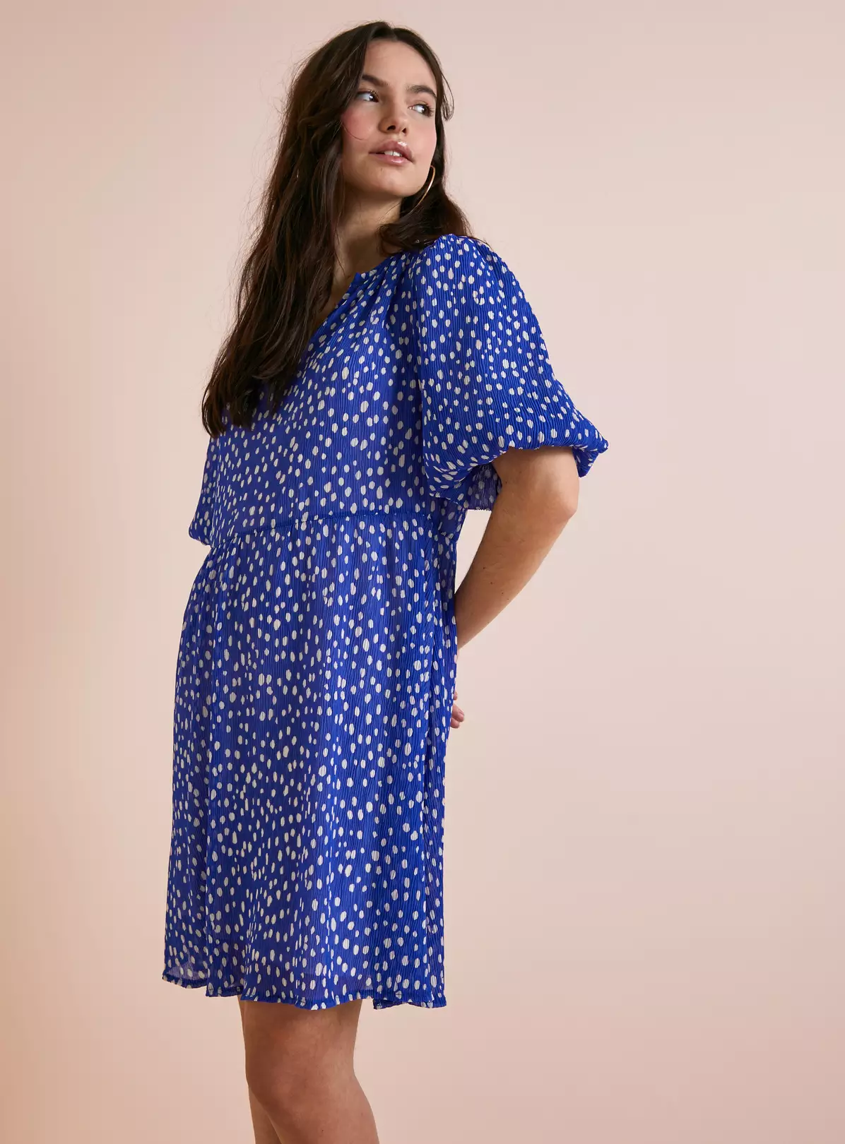 Everbelle Blue Dotty Plisse Mini Dress 18 6 Everbelle Blue Dotty Plisse Mini Dress 18 - Image 4