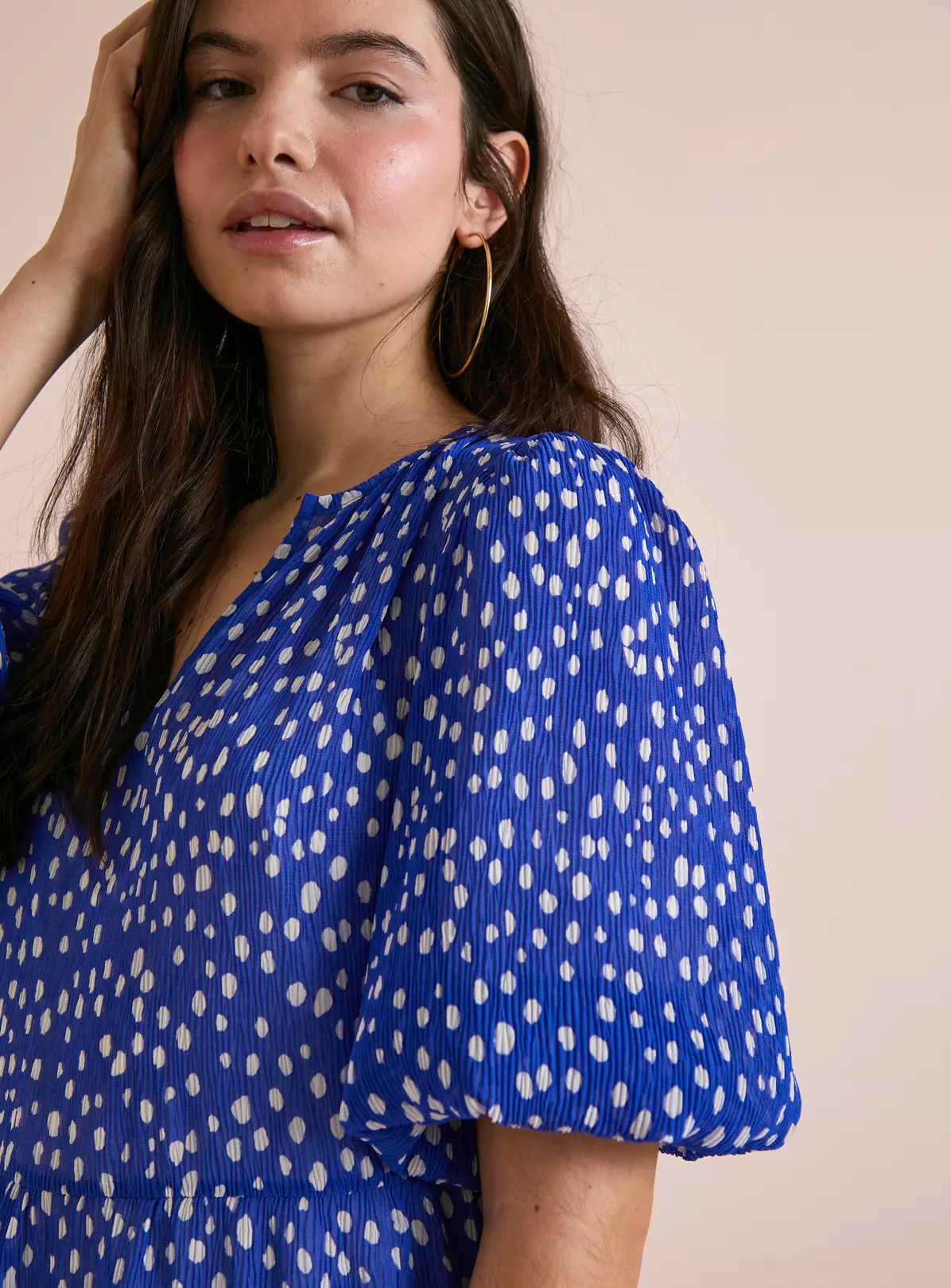 Everbelle Blue Dotty Plisse Mini Dress 18 4 Everbelle Blue Dotty Plisse Mini Dress 18 - Image 2