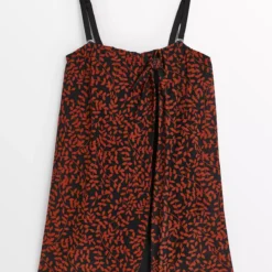 Brown Leaf Print Sarong Swim Dress 22 -Chic Elixir Sales Store tuc142358585 Black R Z003A