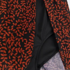 Brown Leaf Print Sarong Swim Dress 22 -Chic Elixir Sales Store tuc142358585 Black R Z004A