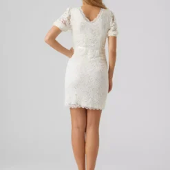 Mamalicious Ml Mivana 2/4 Puff Sleeve Short Dress - S/UK8 -Chic Elixir Sales Store tuc142508459 White R Z003A