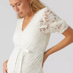 Mamalicious Ml Mivana 2/4 Puff Sleeve Short Dress - S/UK8 -Chic Elixir Sales Store tuc142508459 White R Z004A