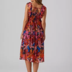MAMALICIOUS Aprilia All Over Print Woven Midi Dress S/UK8 -Chic Elixir Sales Store tuc142524192 Pink R Z003A