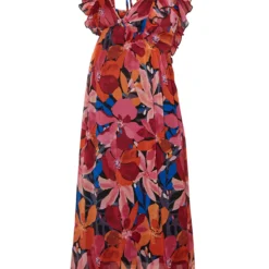 MAMALICIOUS Aprilia All Over Print Woven Midi Dress S/UK8 -Chic Elixir Sales Store tuc142524192 Pink R Z005A