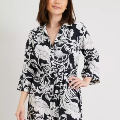 PETITE Mono Floral Shirt Dress - 24 -Chic Elixir Sales Store tuc142528361 Mono R Z002A