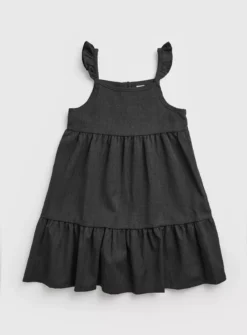 Grey Jersey Tiered Ruffle School Dress 9 Years