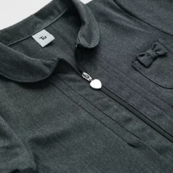 Grey Heart Zip Short Sleeve School Dress 3 Years