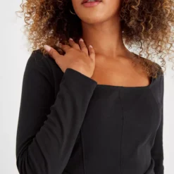 Black A Line Jersey Midi Dress 8