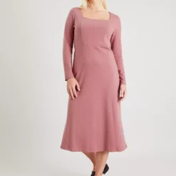 Pink A Line Jersey Midi Dress 16 -Chic Elixir Sales Store tuc142596567 Pink R Z001A 1