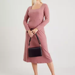 Pink A Line Jersey Midi Dress 16
