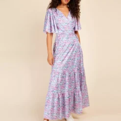 LITTLE MISTRESS Pastel Print Satin Wrap Dress 16 -Chic Elixir Sales Store tuc142632652 Multi20Coloured R Z005A