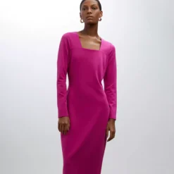 FINERY Fuchsia Pink Glain Ponte Jersey Dress 16