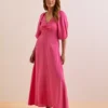 Everbelle Pink Tuck Sleeve Maxi Dress 16 -Chic Elixir Sales Store tuc142749746 Pink R Z001A
