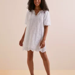 Everbelle White Broderie Mini Dress 18 -Chic Elixir Sales Store tuc142750851 White R Z001A